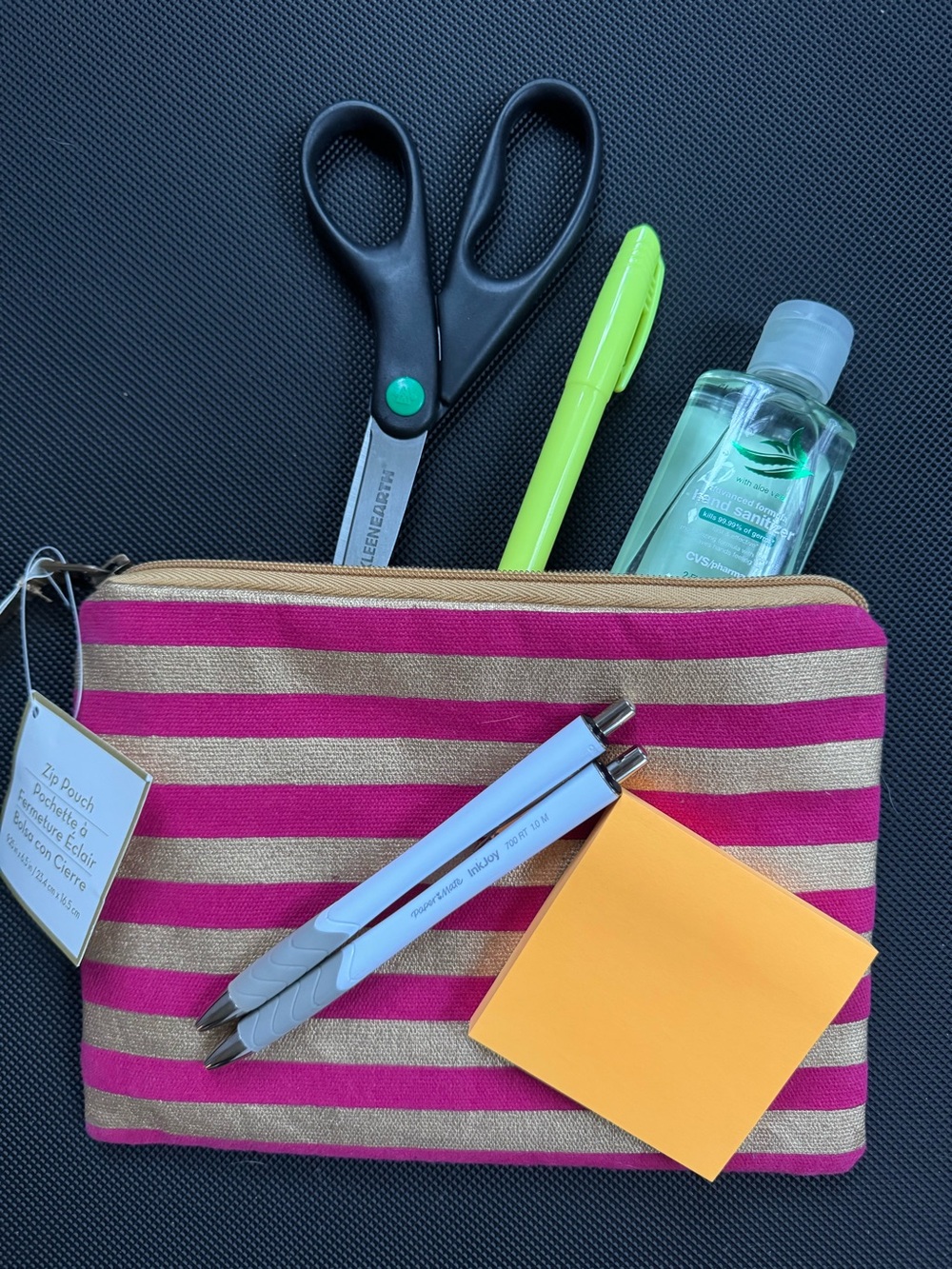 Bag Pouch NWT Pencil Case Striped Zip Metallic Cosmetic School Beach Bag W…
